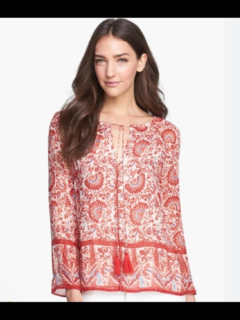 Tory Burch Danica Silk Paisley Tassel-Tie Boho Tunic